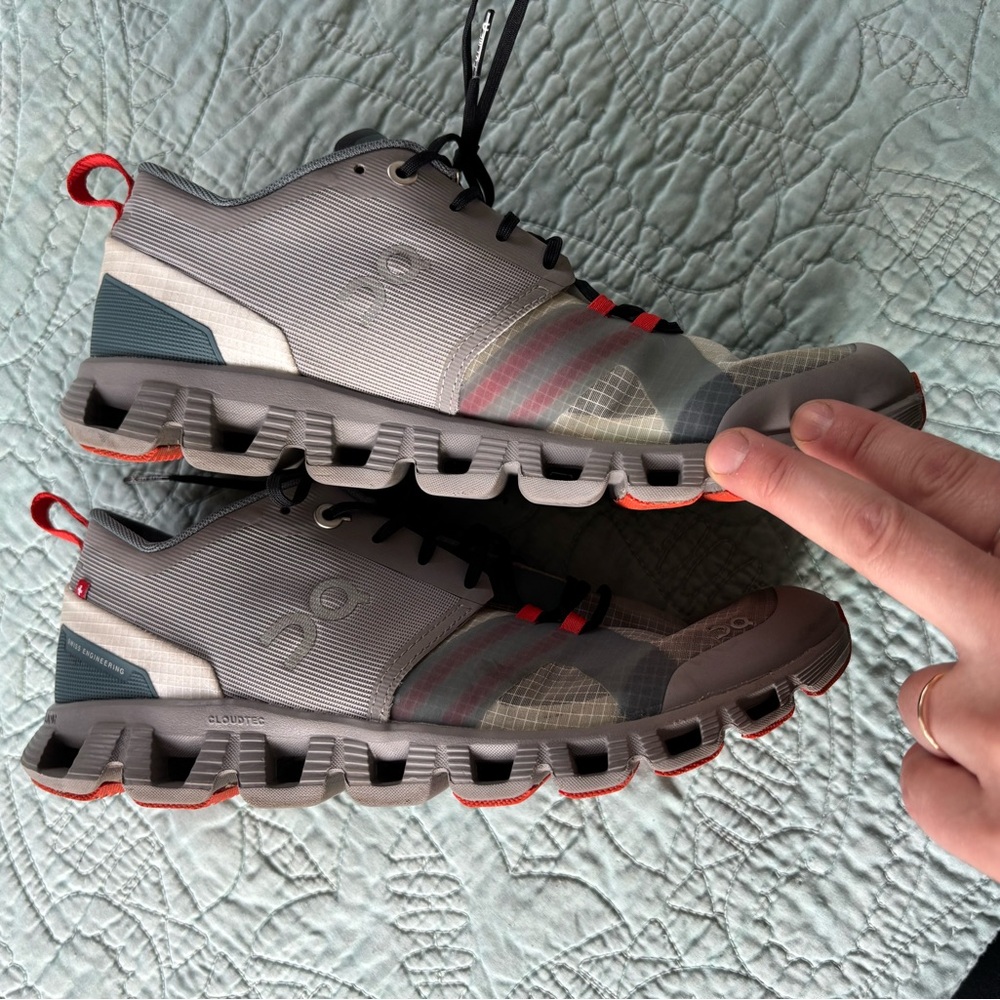 On Running Cloud X Shift Women’s Athletic Shoes in Gray and Orange - Picture 6 of 6